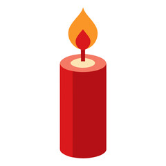 Simple red cylindrical candle with a bright orange flame