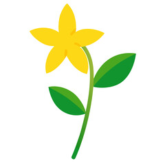 Simple yellow flower with green leaves and stem