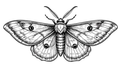 Detailed illustration of a moth with intricate wing patterns.