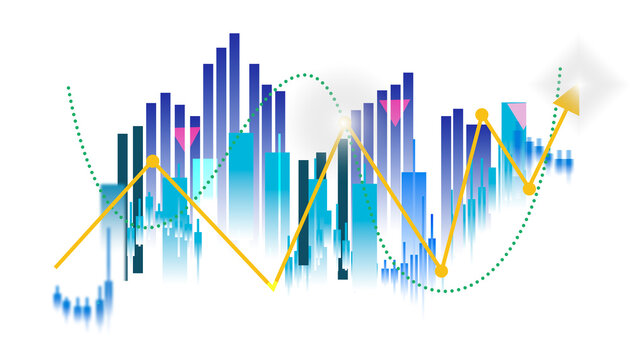 transparent background stock market and forex trading chart with green growing arrow, financial data and investment success concept