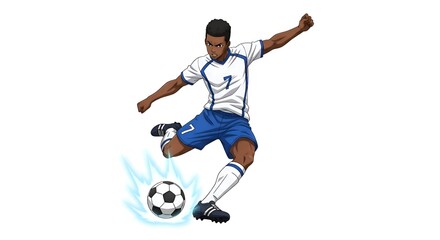 Soccer Player Kicking Ball with Power and Precision.