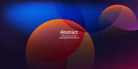 Dark Blue and Orange Neon Geometric Background. Modern creative trendy design in vector illustration