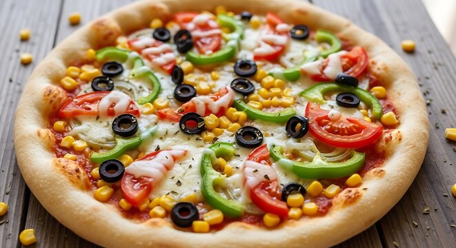 Delicious vegetarian pizza with fresh toppings