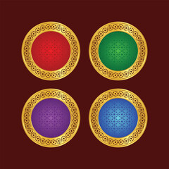 Set of golden luxury round frames vector 