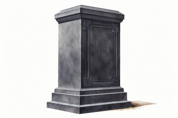 Fototapeta premium Tombstone memorial black white background.