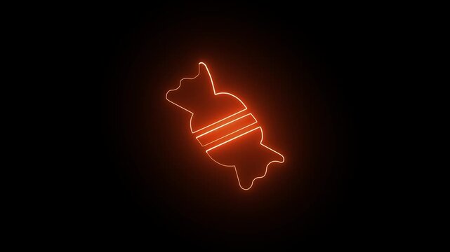 Christmas Candy cane icon neon effect animation . HD video 