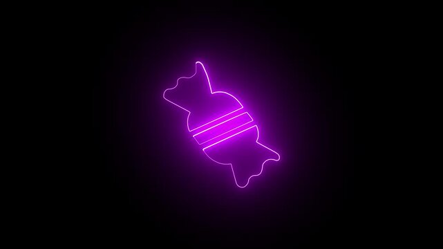 Christmas Candy cane icon neon effect animation . HD video 