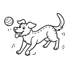 Black and White Cartoon Dog Drawing