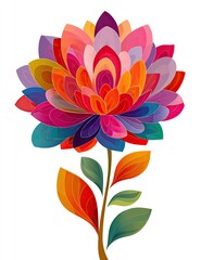 Vivid, stylized flower blossom with layered petals on a slender stem