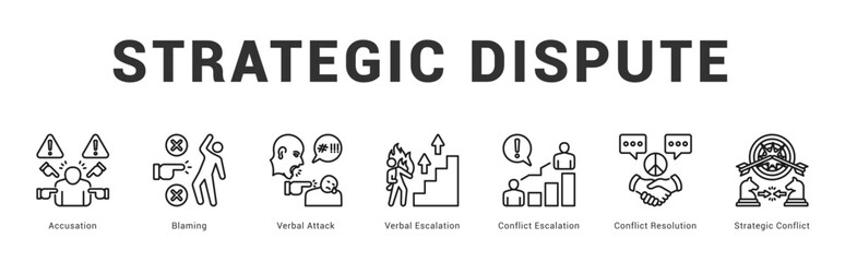 Strategic Dispute Modern and clean web banner illustration featuring thematic icons for visual communication