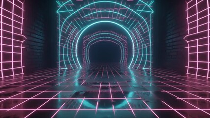 Vibrant neon digital mesh grid glowing in the dark symbolizing data networks technology and futuristic connectivity in the digital age with luminous geometric energy lines - Powered by Adobe