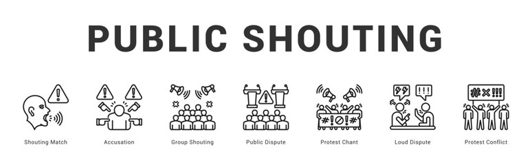 Public Shouting Modern and clean web banner illustration featuring thematic icons for visual communication