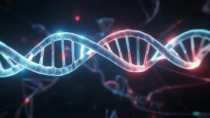 Photorealistic DNA double helix glowing with blue and silver light symbolizing genetics biotechnology evolution and the intricate beauty of life’s molecular code - Powered by Adobe