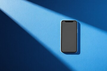 Minimalist smartphone on a vibrant blue background with shadows