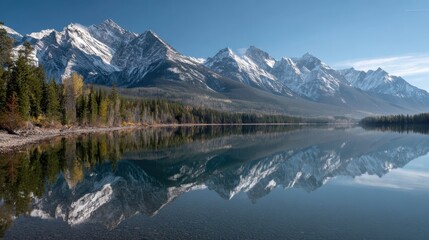Serene Mountain Reflections Over Calm Lake in Natural Landscape