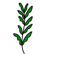 Illustration of Minimalist Flower With Green Leaves Graphic