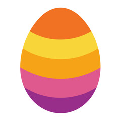 Colorful striped easter egg with vibrant sunset colors