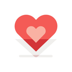 Red heart icon with a smaller heart inside and a check mark symbol