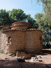The chapel of the Holy Trinity on the island of Saint Honorat. L&eacute;rins islands, Cannes, French riviera, France