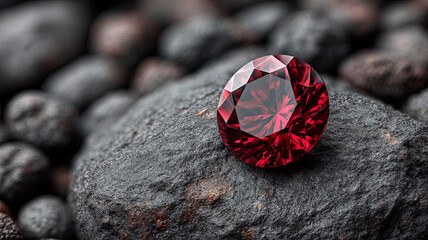 Beautiful red garnet sparkling in the light.