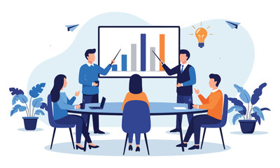 Business Growth and Teamwork Concept Illustrations – Data Analysis, Success Strategy & Marketing Performance