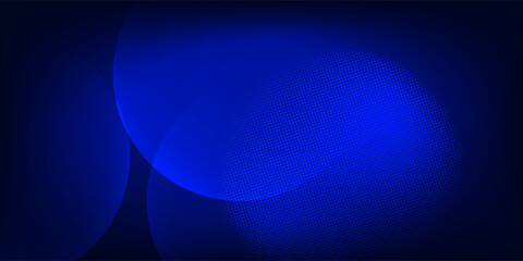 Dark Blue Abstract Background with Circles and Halftone Gradient Design. Modern Trendy design in Vector Illustration
