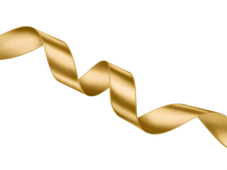 A flowing golden ribbon with elegant curves isolated on transparent background
