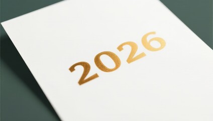 White card with gold lettering that says 2026
