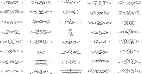 Collection of elegant black decorative flourishes and dividers