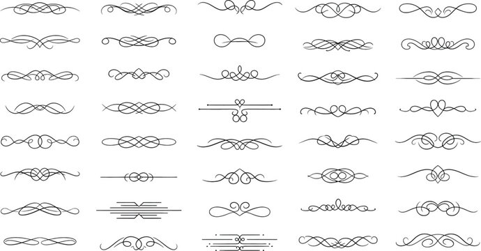 Collection of elegant black decorative flourishes and dividers