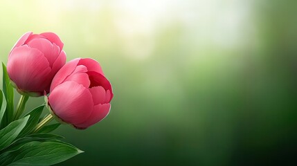 Red peonies bloom vibrantly in a lush garden, celebrating the beauty of spring with their rich colors and delicate petals