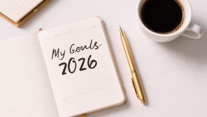 Inspirational Goals for 2026 with Coffee and Stationery Setup