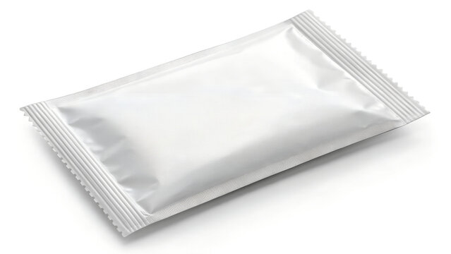 Flat Sachet Packet Mockup – Realistic Single-Use Pouch Packaging on White Background