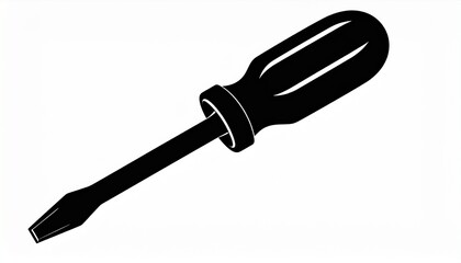 black silhouette vector of screwdriver, white background