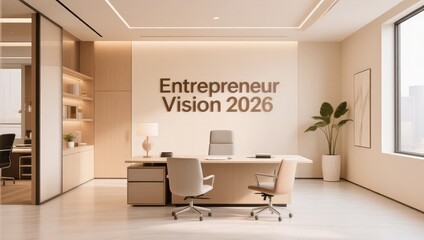 Modern Office Space with Entrepreneur Vision 2026 Inspirational Theme