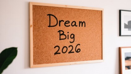 Inspirational Corkboard with Dream Big 2026 Message for Future Goals