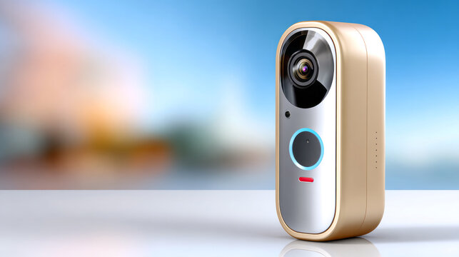 Smart doorbell camera with video surveillance protecting a modern home, enhancing security and home automation