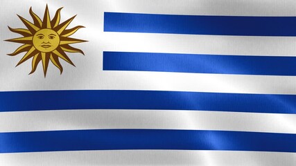 3D-Illustration of a Uruguay flag - realistic waving fabric flag. - Powered by Adobe