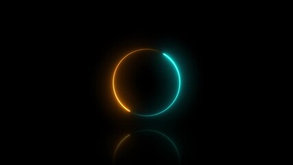 Animated animation and glowing   neon circle with Rainbow color glowing background on a black background  4k animation video .. - Powered by Adobe