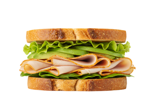 Delicious turkey sandwich with fresh avocado slices