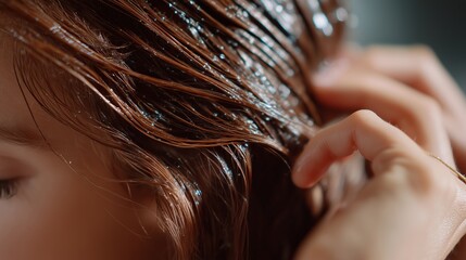 Experience of a gentle hair treatment in a calm salon setting with soft lighting