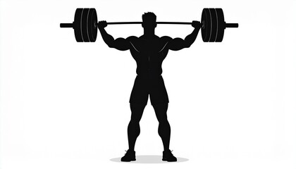 black silhouette vector of a man lifting weights, white background