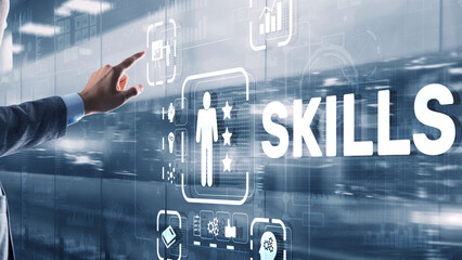 Unlock professional growth and career advancement by mastering essential skills with this dynamic digital interface concept