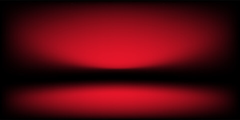 Red studio background. Abstract limbo podium studio room. Dark red gradient wall floor and spotlight scene. Showcase, promotion display. Vector stage mockup illustration