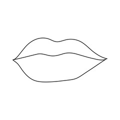 Continuous line drawing. Beautiful Woman s lips logo. Pastel soft color outline vector illustration. Concept for logo, card, banner, poster, flyer One continuous line drawing of mouth and lips. 