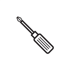 Screwdriver icon symbolizing fastening, assembly, and precise mechanical work, representing specialized maintenance tooling, modern industrial repair, and field technician equipment.
