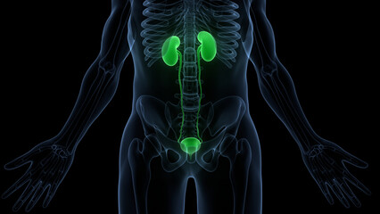 Human Urinary System Kidneys with Bladder Anatomy