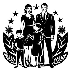 family in the garden vector