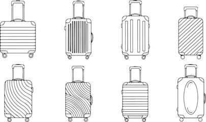 Various wheeled luggage designs with handles and textured surfaces suitcase travel