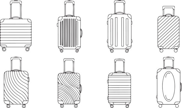 Various wheeled luggage designs with handles and textured surfaces suitcase travel